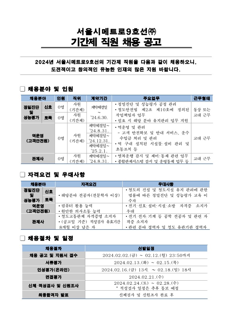 서울시메트로9호선(주) 2024년 기간제 직원 모집공고문_1.jpg